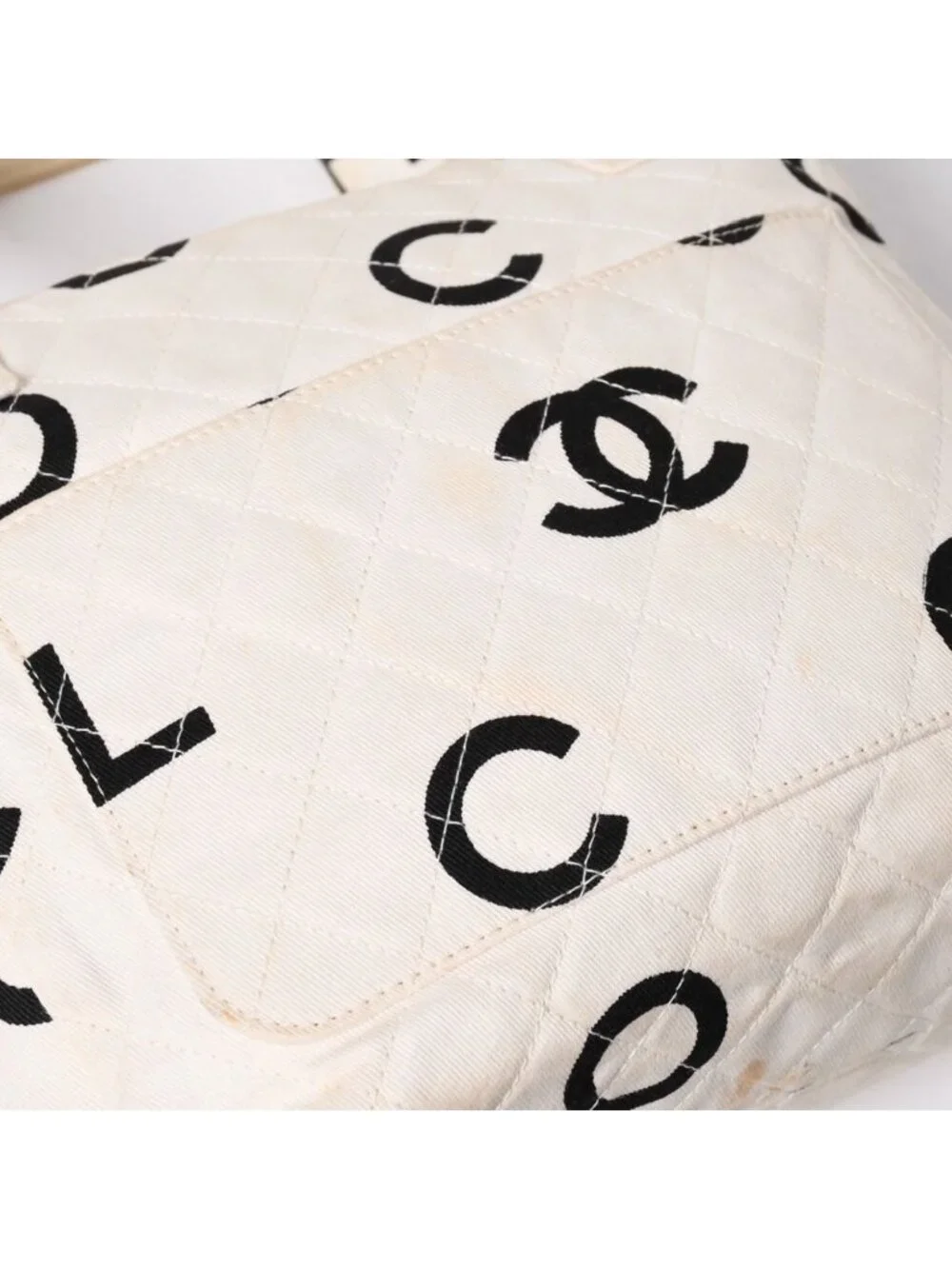 Chanel Mini Bag CC Logo Beige White Black Gold